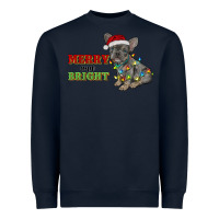 Navy merry and bright french bulldog Heavyweight Sweatshirt - RanaPortraitStore