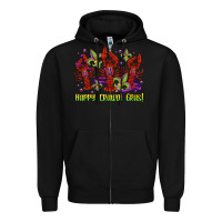 Black happy crawdi gras mardi gras carnival Zipper Hoodie - Jasminsmagicworld