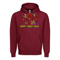 Burgundy happy crawdi gras mardi gras carnival Zipper Hoodie - Jasminsmagicworld