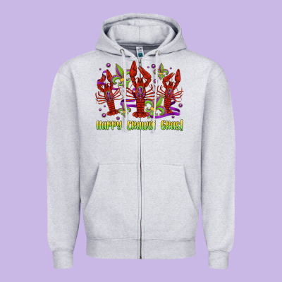 Happy Crawdi Gras Mardi Gras Carnival Zipper Hoodie Designed By Jasminsmagicworld