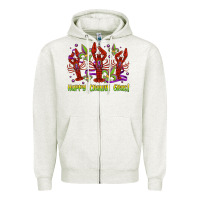 Oatmeal Heather happy crawdi gras mardi gras carnival Zipper Hoodie - Jasminsmagicworld