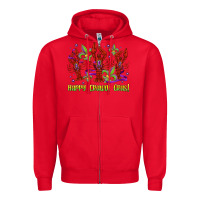 Red happy crawdi gras mardi gras carnival Zipper Hoodie - Jasminsmagicworld
