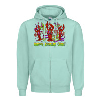 Seafoam happy crawdi gras mardi gras carnival Zipper Hoodie - Jasminsmagicworld