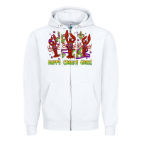 White happy crawdi gras mardi gras carnival Zipper Hoodie - Jasminsmagicworld