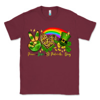 Burgundy Peace love St. Patrick's Day Classic Tee - OliviaCreatesArt