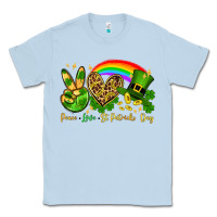 Dusty Blue Peace love St. Patrick's Day Classic Tee - OliviaCreatesArt
