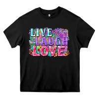 Black Live laugh love hippie Valentine's Day Heavy Core Tee - FaDigitalArtStudio