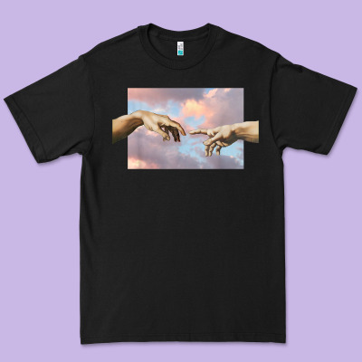 Creation Of Adam Hands Aesthetic T Shirt Premium Tee Designed By Inspiradesign