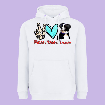 Peace Love Aussie Heavyweight Hoodie Designed By Jasminsmagicworld