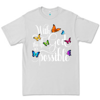 Dove Grey With God All Things Are Possible  Religious Butterfly Art Premium Tee - InspiraDesign