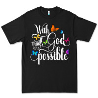 With God All Things Are Possible  Religious Butterfly Art Premium Tee | Teevron