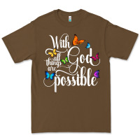 Cacao With God All Things Are Possible  Religious Butterfly Art Premium Tee - InspiraDesign