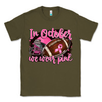 Army Green in october we wear pink with football Classic Tee - BarkalooDesign