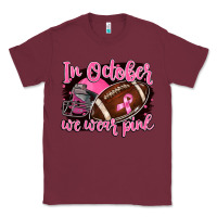 Burgundy in october we wear pink with football Classic Tee - BarkalooDesign