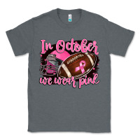 Charcoal Heather in october we wear pink with football Classic Tee - BarkalooDesign