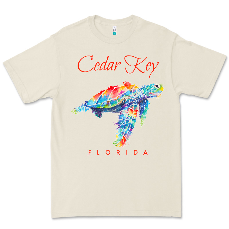 Cedar Key Florida Watercolor Sea Turtle Sweatshirt Premium Tee by InspiraDesign | Teevron