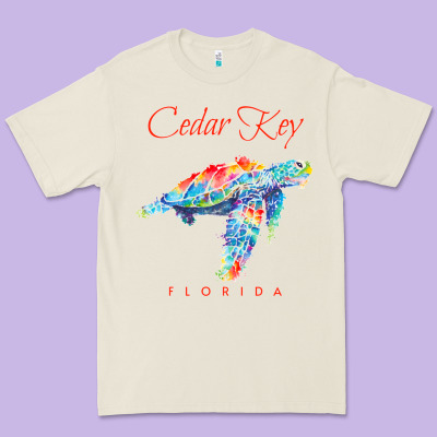 Cedar Key Florida Watercolor Sea Turtle Sweatshirt Premium Tee Designed By Inspiradesign