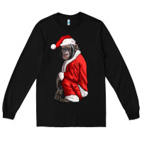 Black Chimpanzee With Santa Clothes Long Sleeve Tee - LillyAllenDesigns