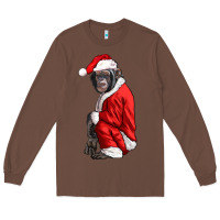 Chestnut Chimpanzee With Santa Clothes Long Sleeve Tee - LillyAllenDesigns