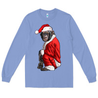 Colony Blue Chimpanzee With Santa Clothes Long Sleeve Tee - LillyAllenDesigns