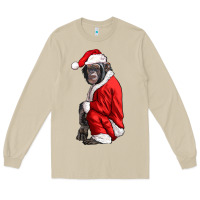 Mushroom Chimpanzee With Santa Clothes Long Sleeve Tee - LillyAllenDesigns