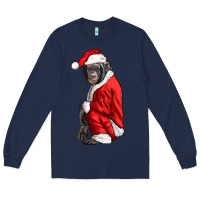 Navy Chimpanzee With Santa Clothes Long Sleeve Tee - LillyAllenDesigns