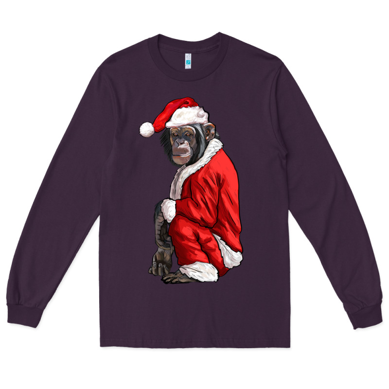 Chimpanzee With Santa Clothes Long Sleeve Tee by LillyAllenDesigns | Teevron