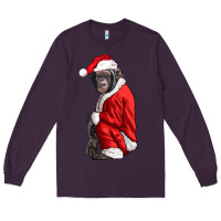 Plum Chimpanzee With Santa Clothes Long Sleeve Tee - LillyAllenDesigns
