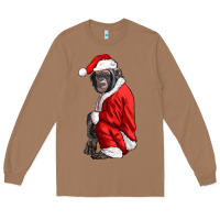 Toasted Coconut Chimpanzee With Santa Clothes Long Sleeve Tee - LillyAllenDesigns