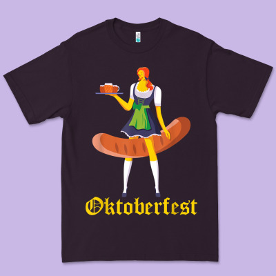 Barmaid Oktoberfest Funny German Woman Dirndl Bratwurst T Shirt Premium Tee Designed By Inspiradesign