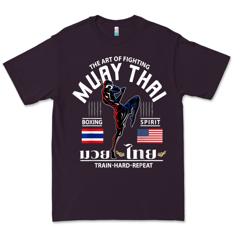 Thailand American Flag Muay Thai Boxing Train Hard Repeat T Shirt Premium Tee by InspiraDesign | Teevron