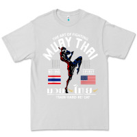 Dove Grey thailand american flag muay thai boxing train hard repeat t shirt Premium Tee - InspiraDesign