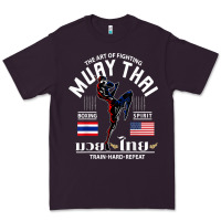 Plum thailand american flag muay thai boxing train hard repeat t shirt Premium Tee - InspiraDesign