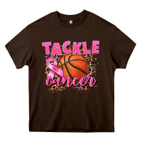 Chocolate Brown Tackle Cancer Basketball Heavy Core Tee - FaDigitalArtStudio