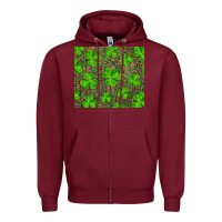 Burgundy Saint Patricks Day Shamrock And Leopard Zipper Hoodie - RanaPortraitStore