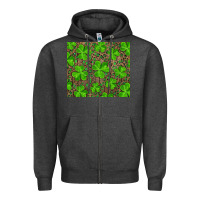 Charcoal Heather Saint Patricks Day Shamrock And Leopard Zipper Hoodie - RanaPortraitStore