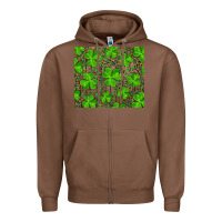 Chestnut Saint Patricks Day Shamrock And Leopard Zipper Hoodie - RanaPortraitStore