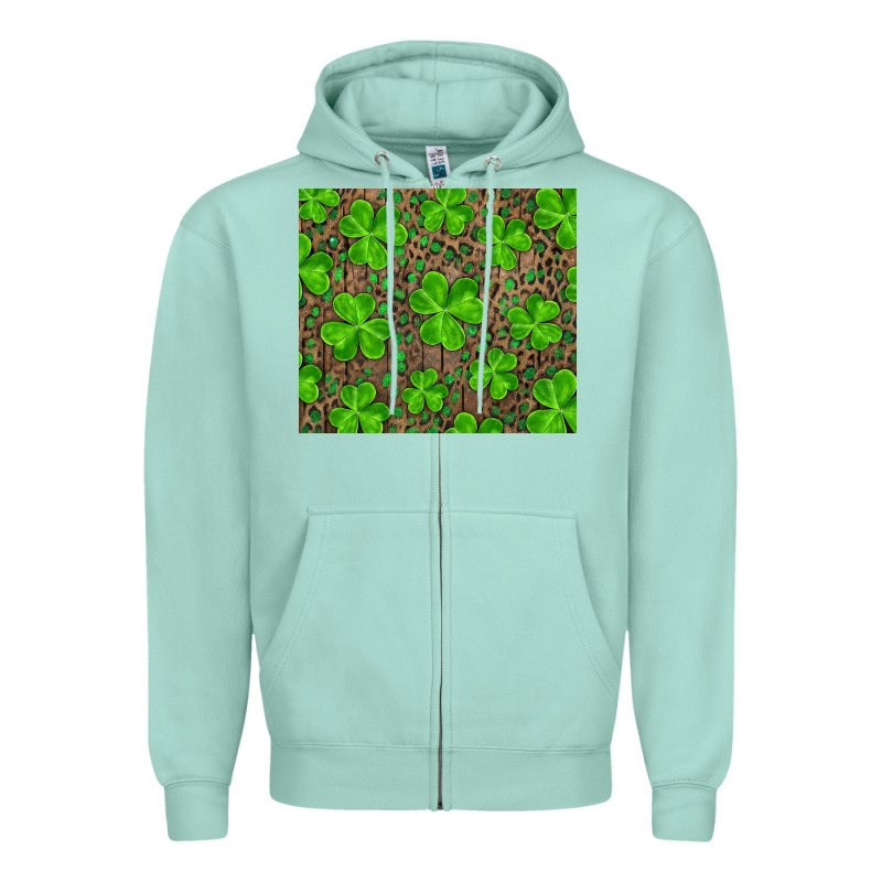 Saint Patricks Day Shamrock And Leopard Zipper Hoodie by RanaPortraitStore | Teevron