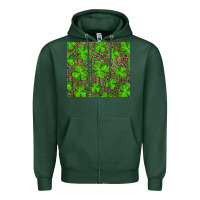 Sports Green Saint Patricks Day Shamrock And Leopard Zipper Hoodie - RanaPortraitStore