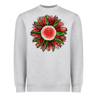 Heather Grey Watermelon Sunflower Heavyweight Sweatshirt - Jasminsmagicworld