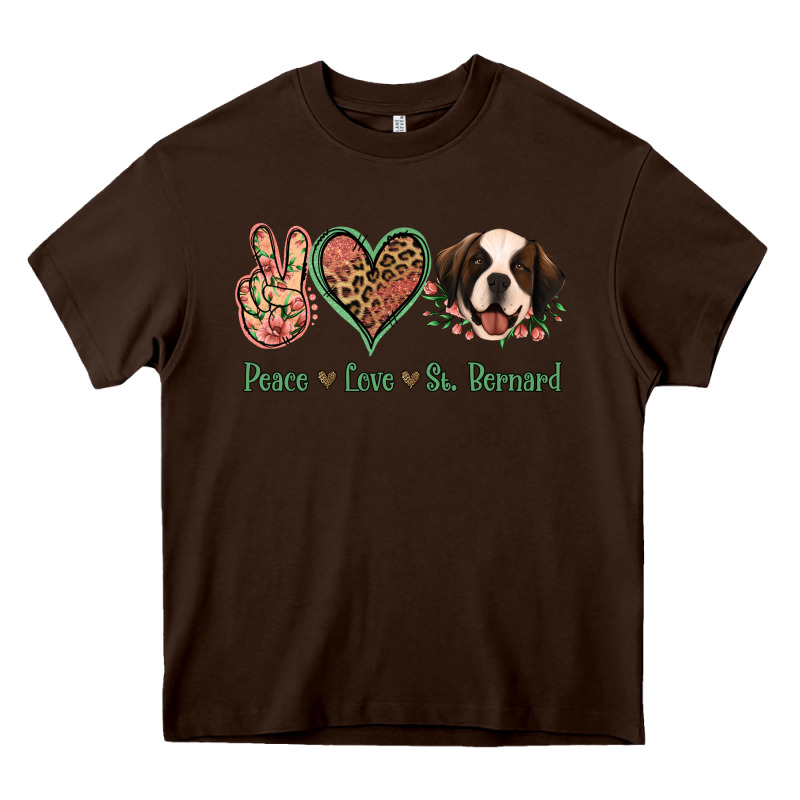 Peace Love St. Bernard Heavy Core Tee by Jasminsmagicworld | Teevron