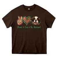 Chocolate Brown Peace Love St. Bernard Heavy Core Tee - Jasminsmagicworld