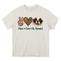 Cream Peace Love St. Bernard Heavy Core Tee - Jasminsmagicworld