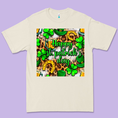 Happy St. Patrick's Day Pattern Digital Paper Premium Tee Designed By Bundleandbundleshop