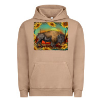 Pigment Burro western bison with sunset background Urban Hoodie - RanaPortraitStore