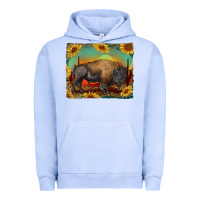 Pigment Grape Ice western bison with sunset background Urban Hoodie - RanaPortraitStore