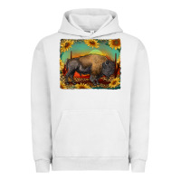 Pigment Lunar Rock western bison with sunset background Urban Hoodie - RanaPortraitStore
