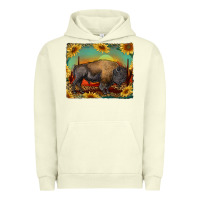 Pigment Pistachio western bison with sunset background Urban Hoodie - RanaPortraitStore