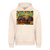 Sandshell western bison with sunset background Urban Hoodie - RanaPortraitStore