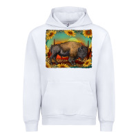 White western bison with sunset background Urban Hoodie - RanaPortraitStore